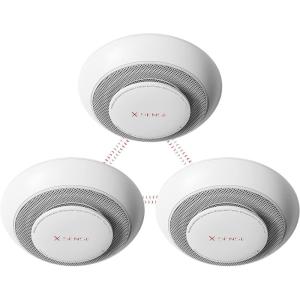 imageXSense 10 Years Battery Wireless Interconnected Combination Smoke and Carbon Monoxide Detector Alarm with Over 820 ft Transmission Range Large Silence Button XP01W 3Pack