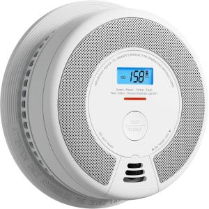 imageXSense 10Year Battery Combination Smoke Carbon Monoxide Alarm Detector with Large LCD Display Standalone Model 5PackStandalone Model