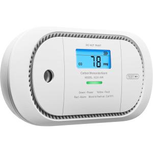 imageXSense Carbon Monoxide Detector Alarm with Digital LCD Display Replaceable Battery CO Alarm Detector with Peak Value Memory XC01R1Pack Interconnected Model