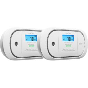 imageXSense Carbon Monoxide Detector Alarm with Digital LCD Display Replaceable Battery CO Alarm Detector with Peak Value Memory XC01R2Pack Interconnected Model