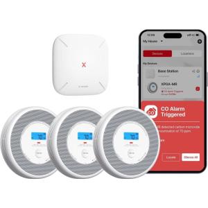 imageXSense Combination Smoke and Carbon Monoxide Detector with Voice Location Interconnected Smoke Detector Carbon Monoxide Detector Combo with Base Station Included Model XP0AMR31With Base Station