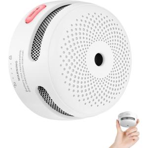 imageXSense Mini Smoke Alarm 10Year Battery Fire Alarm Smoke Detector with LED Indicator ampamp Silence Button XS01 3PackStandalone Model
