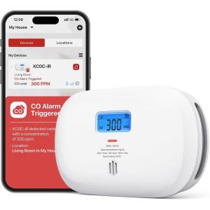 imageXSense Smart Carbon Monoxide Detector XC0CiR Silence via App CO Alarm with LCD Digital Display Carbon Monoxide Alarm with Replaceable Battery 1PackWiFi Connected Model