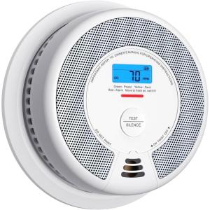 imageXSense Smart Smoke Detector Carbon Monoxide Detector Combo BatteryOperated Not AC Hardwired Interconnected Combination Smoke Carbon Monoxide Detector 5 Detectors with 1 Base Station SC07MR51Without Base Station