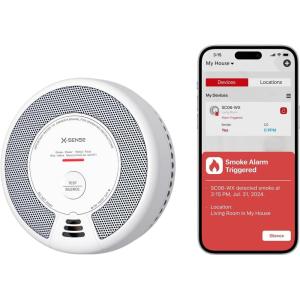 imageXSense Smart Smoke Detector Carbon Monoxide Detector Combo with No Fee App Notification Replaceable Battery Powered Smoke Detector and Carbon Monoxide Detector SC06WX 1PackWiFi Connected Model