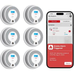 imageXSense Smart Smoke Detector Carbon Monoxide Detector Combo with Replaceable Battery WiFi Smoke and Carbon Monoxide Detector with RealTime App Notifications SC07WX 3Pack6Pack
