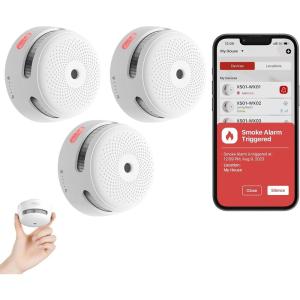 imageXSense Smart Smoke Detector Fire Alarm with Replaceable Battery WiFi Smoke Detector RealTime App Notifications XS01WX 3Pack3Pack Smoke Detectors
