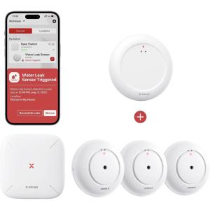 imageXSense Smart Water Leak Detector with SBS50 Base Station SWS54 and Smart Water Leak Detector SWS0A 1Pack