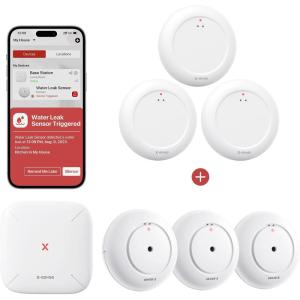 imageXSense Smart Water Leak Detector with SBS50 Base Station SWS54 and Smart Water Leak Detector SWS0A 3Pack