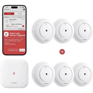 imageXSense Smart Water Leak Detector with SBS50 Base Station SWS54 and Smart Water Leak Detector SWS51 3Pack