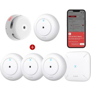 imageXSense Smart Smoke Detector XS01M 1Pack Smart Water Leak Detector SWS51 1Pack and WiFi Water Leak Detector with SBS50 Base Station Kit SWS54 Compatible with XSense Home Security App