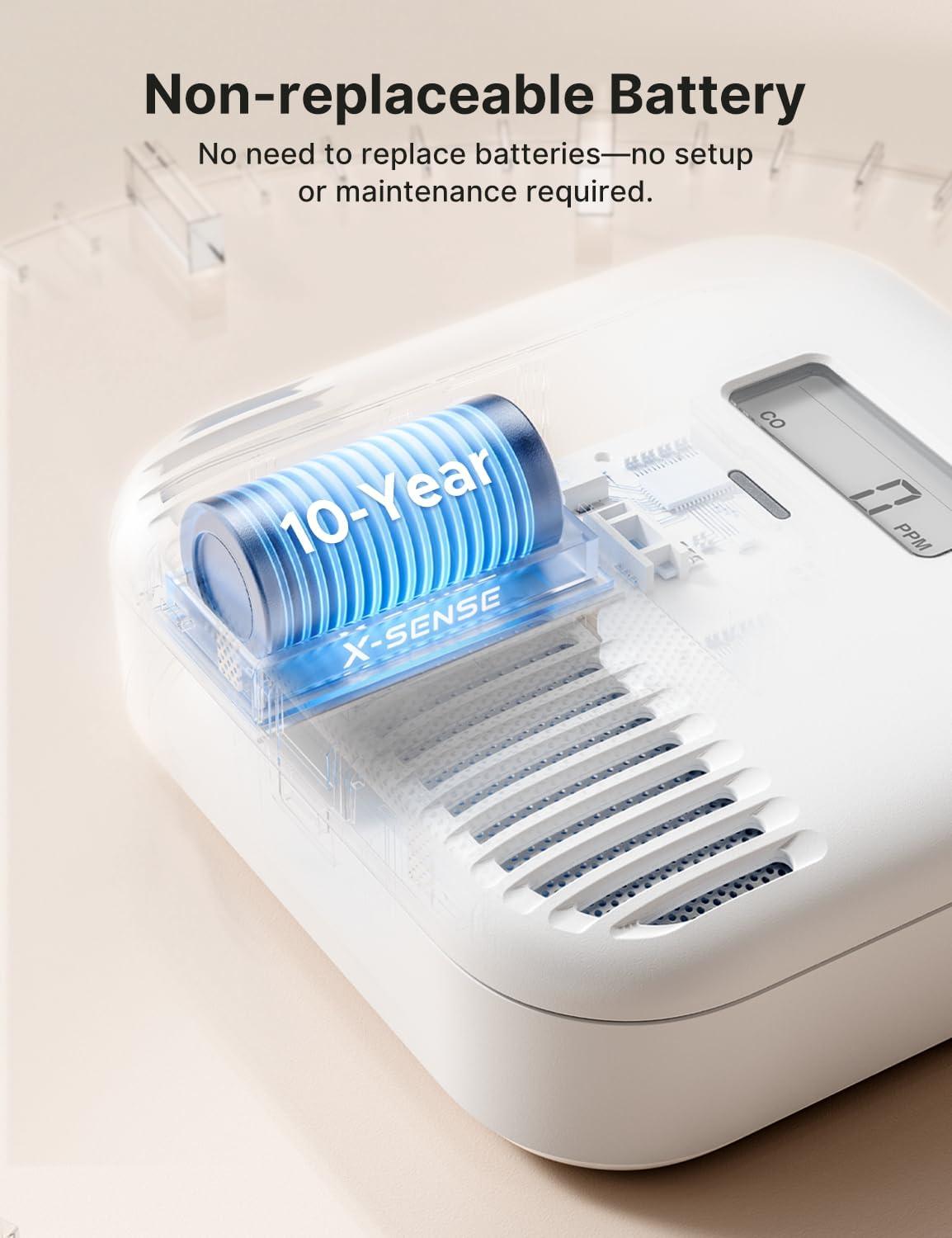 imageXSense Carbon Monoxide Detector Portable Carbon Monoxide Detector for Travel Builtin 10Year Battery Powered Model XC0KSN 1PackStandaole Model