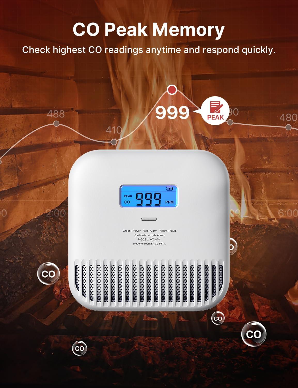 imageXSense Carbon Monoxide Detector Portable Carbon Monoxide Detector for Travel Builtin 10Year Battery Powered Model XC0KSN 1PackStandaole Model