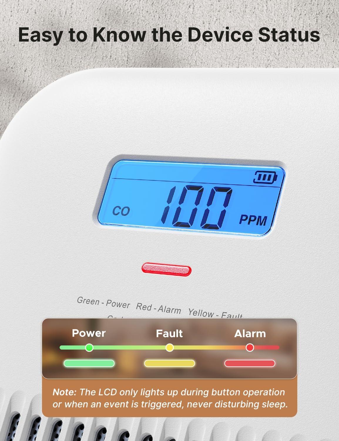 imageXSense Carbon Monoxide Detector Portable Carbon Monoxide Detector for Travel Builtin 10Year Battery Powered Model XC0KSN 1PackStandaole Model