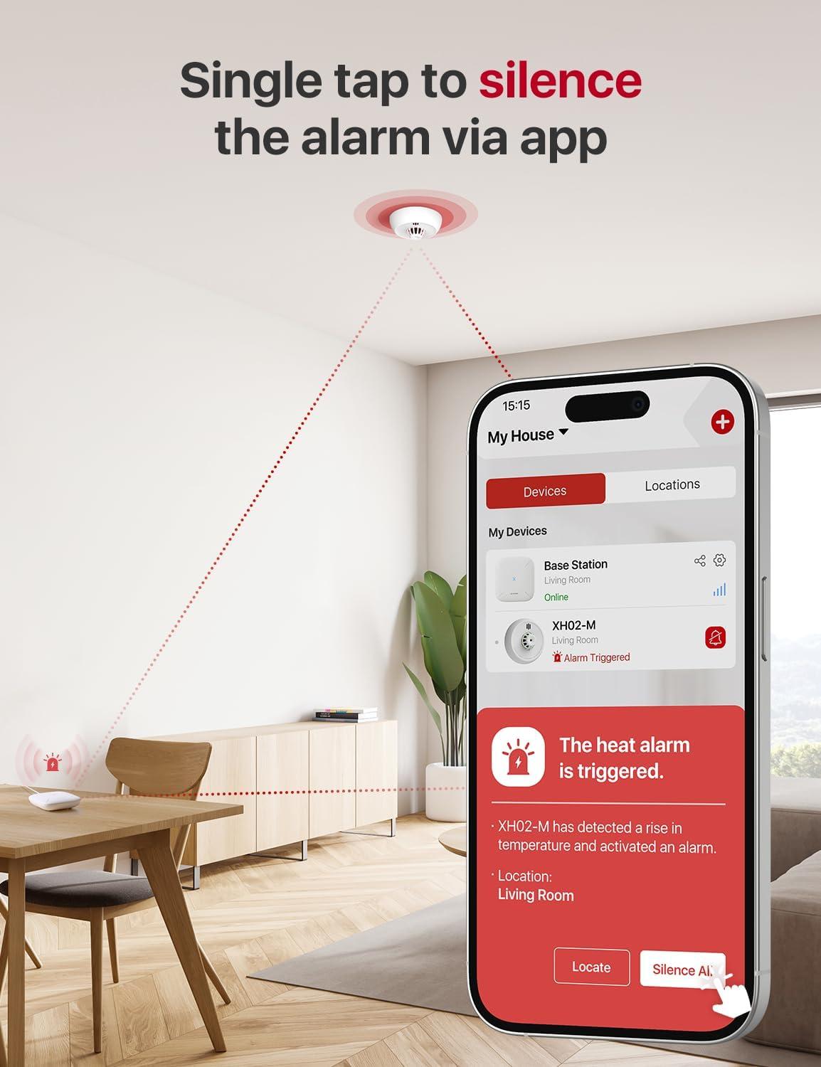 imageXSense Smart Home Base Station 24 GHz WiFi Required Enhance Your Home Safety Network with Up to 50 Devices Model SBS50Heat Alarm Base Station Required