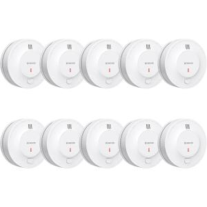 imageXSense Smoke Alarm 10Year Battery Fire Alarm Smoke Detector with LED Indicator ampamp Silence Button SD2K0AX3 PackStandalone Model 10Pack
