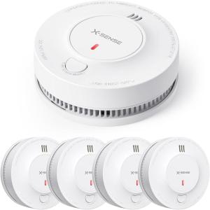imageXSense Smoke Alarm 10Year Battery Fire Alarm Smoke Detector with LED Indicator ampamp Silence Button SD2K0AX3 PackStandalone Model 5Pack