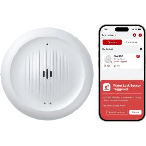 image:imageXSense WiFi Water Leak Detector Kit Smart Water Sensor Alarm with App Alerts and UltraSlim Design Water Alarm Leak Detector for Basements Model SWS0B 3 Packs1 Pack